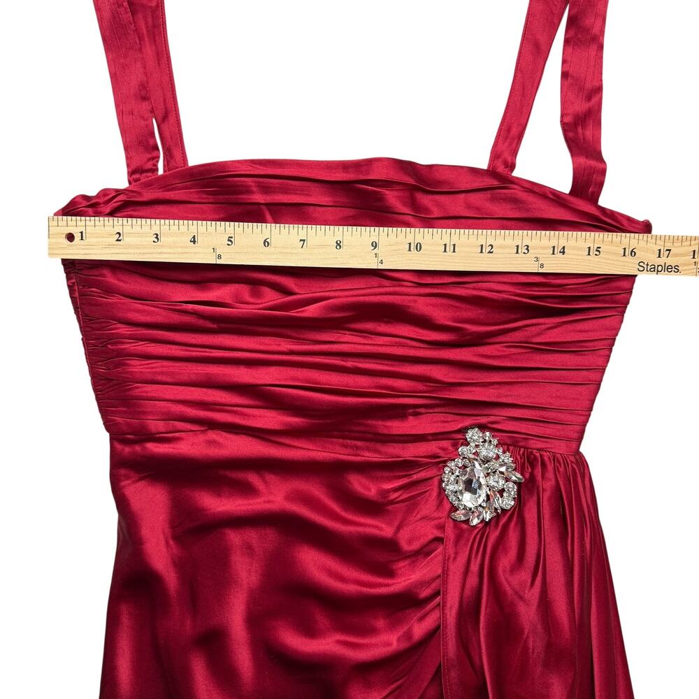 CINQ A SEPT Tate Asymmetric Hem Red Silk Mini Dress - Picture 11 of 12